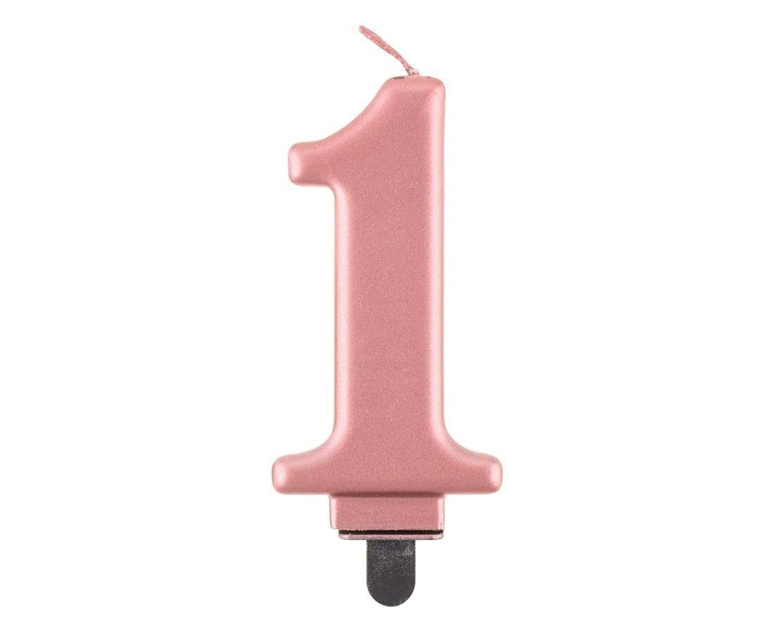 VELON NUMERO 1, ORO ROSA METALIZADO, 8.0 CM PF-SCRZ1 GODAN